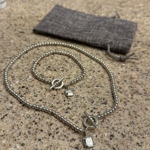 RL silver-tone bead necklace and bracelet